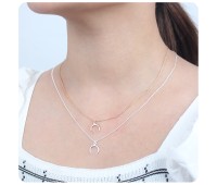 Lovely Crescent Silver Necklace SPE-2095